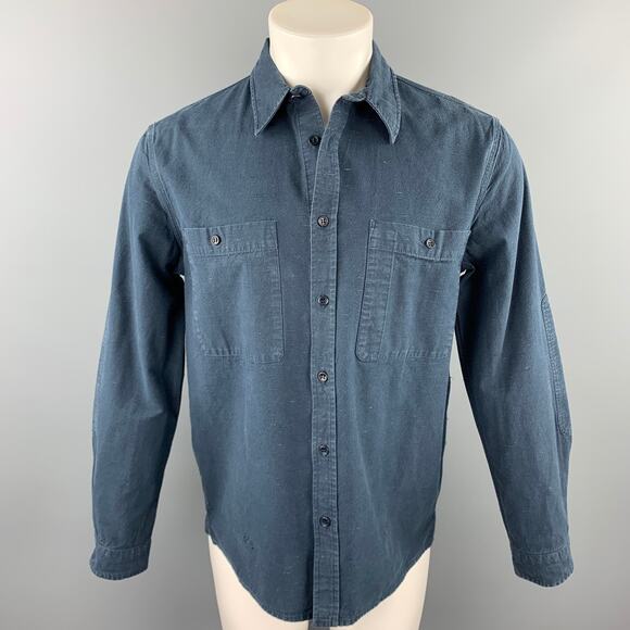 LEVI'S MADE & CRAFTED Size M Navy Embroidery Cotton Long Sleeve Shirt - Picture 1 of 5